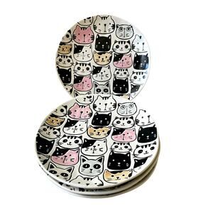 Spectrum Designz KITTY CAT FRIENDS 8in Salad Plate Set of 4 New
